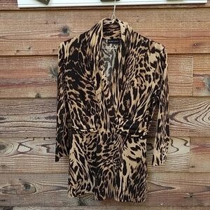 New york & company leopard animal print blouse S